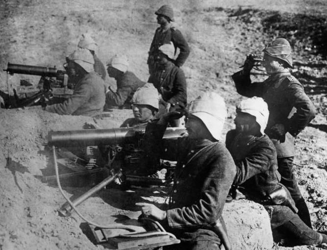 Турецкие пулеметные расчеты на учениях. 1914 год.
