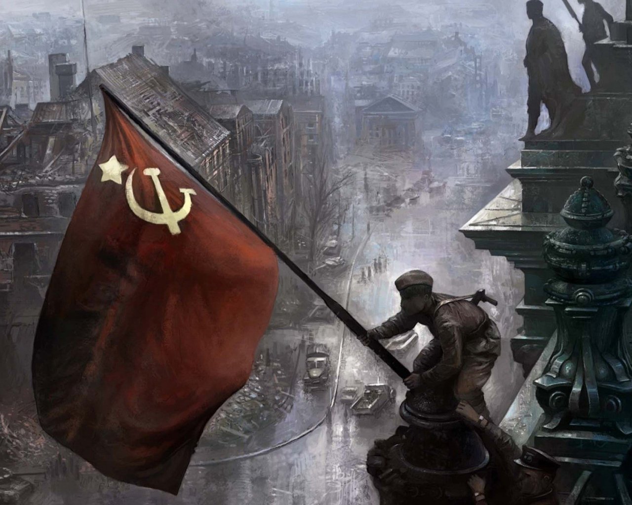 В ночь на 1 мая 1945 года в Берлине на куполе Рейхстага было установлено Знамя Победы!